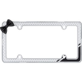 Cruiser Accessories 18553 Retro Polka Dot Bling License Plate Frame, Chrome/White/Black/Clear