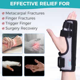 ENLUNTRA Trigger Finger Splint,Hand Brace with Finger Support,Right or Left Adjustable Hand Brace - Straightening for Trigger Finger, Injury, Fracture(BLACK)