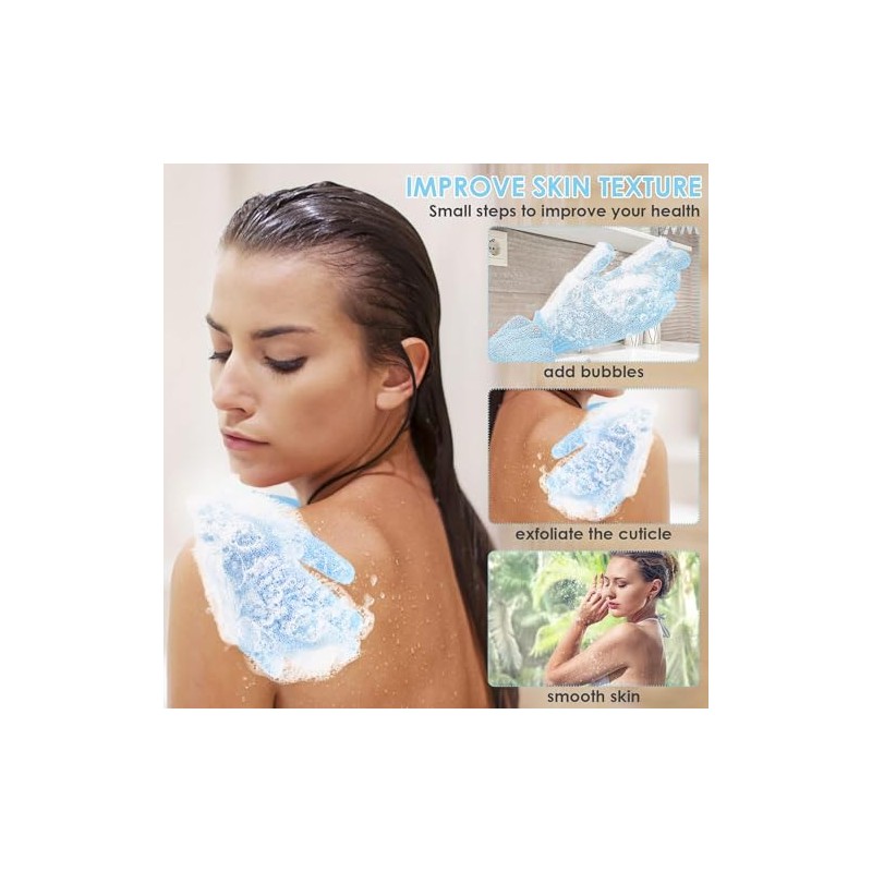 Guantes Baño Pares Exfoliantes Ducha Nailon Súper Suaves Doble Cara
