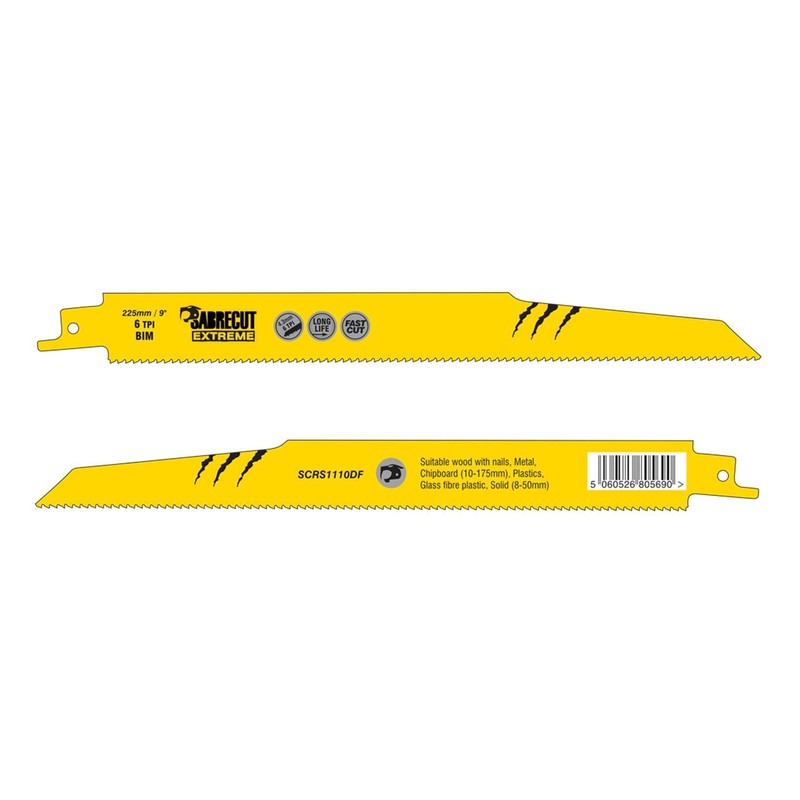3 x SabreCut SCRS1110DF_3 225mm 6 TPI S1110DF Fast Wood