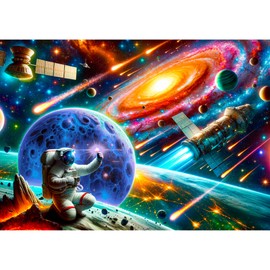 WOODEN.CITY Cosmic Exploration Wooden Space Puzzle 1000 Piece - 21.25 x 15.5 inches - Made in EU