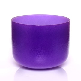 TERRITORY B Note Crown Chakra Purple Colored Quartz Frosted Crystal Singing Bowl 8 inch