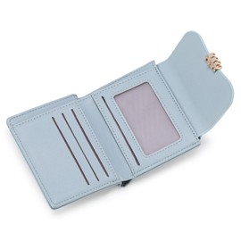 FALAN MULE Women's Small Mini Short Purse with RFID Protection, Small Purse Women's with Zip Coin Compartment Wallet, lightblue, Modern