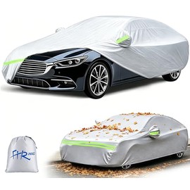 Fhrhig Cubierta para Auto con Tiras Reflectantes, Universal Funda para Carro Impermeable, Bloquea los Rayos Ultravioleta, Resistente al Polvo, para Exterior/Cochera, 490x180x150cm