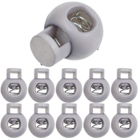 Cord Stopper, 1-Hole, for Cords, Band Clamp Jacket, Clothing, Backpack, Rubber Cord Stopper, Quick Release Shoelaces, Cord Slide, Tanka Cord Stopper, Grey, 10 X