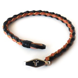 FORGIVEN JEWELRY Braided Leather Cross Bracelet