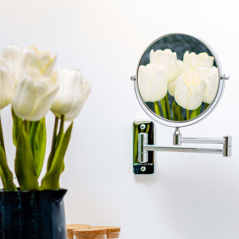 OVENTE 7" Wall Mounted Makeup Mirror with 1X/7X Magnification, Double