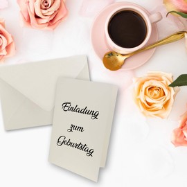 FarbenFroh DIN B6 Folding Card Set with Envelopes in Natural White 120 x 170 mm Ideal for Invitation Cards, Wedding, Christening, Communion, Confirmation, Pack of 50