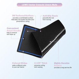 LUWU 2024 Ford Ranger Center Console Liners - XL/XLT/Lariat/Raptor Cup Holder Inserts and Shifter Liner Trim Mats - Blue