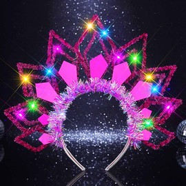 JEAIRTS Light Up Christmas Headband Glowing Xmas Headpiece Led New Year Hair Accessories for Women