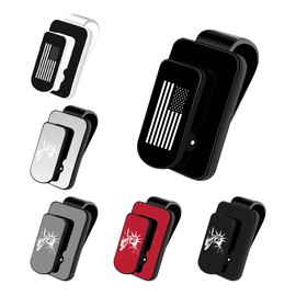Kewucn Sunglasses Holder for Car Sun Visor, US Flag Style Metal Auto Visor Eyeglass Hanger, Multi-Function Sun Visor Ticket Card Clip, Truck Car Accessories for Men Women (Black+Black, Flag)