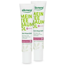 alkmene My Tea Tree Oil Anti Pimple Pen 2 x 15 ml Less Pimples in 2 Hours - Natural Pure Tea Tree Oil, Vegan & Climate Neutral - SOS Pimple Pen - Instant Aid Against Pimples & Blemishes - Antipimple