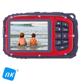 NK Waterproof 16MP FHD 720P Compact Digital Camera Optical Zoom x 1x8 2.7" Face Detection Digital Stabilizer Photo Video Red (Water Resistant to 10 Metres)