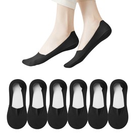 Fixseed No Show Socks Womens 6 Pairs Hidden Invisible Low Cut Socks Non Slip Socks Womens Breathable Cool Thin Womens Socks (Black, 5-8)