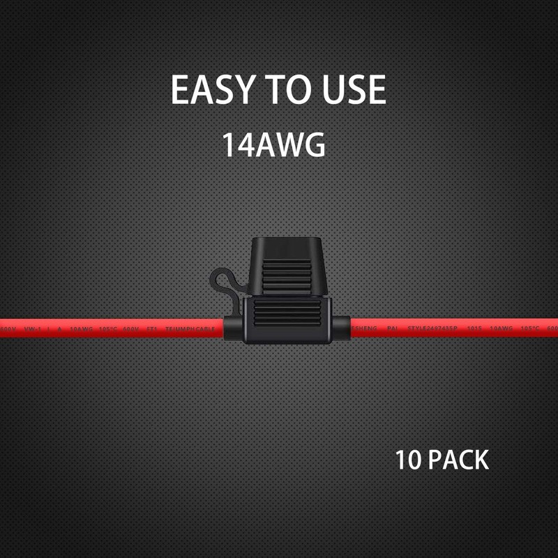 10 Pack 14 AWG Inline Fuse Holder - 12V-DC ATC/ATO