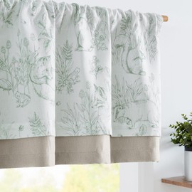 jinchan Spring Linen Double Layer Valance Curtain Window Treatments Easter 18 Inch Farmhouse for Kitchen Living Room Light-reducing Modern Valance Rod Pocket 1 Panel Green on Ivory