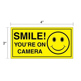 (Set of 6) Smile You're On Camera Sticker - 2" x 4" - 4 Mil Vinyl - Laminated for Ultimate Protection & Durability - Self Adhesive Decal - UV Protected & Weatherproof - Heavy Duty