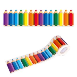 49.21 Ft Bulletin Board Borders, Colorful Pencil Die-Cut Border Trims Back-to-School Classroom Border Stickers for Chalkboard School Decorations