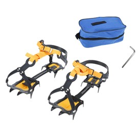 Amarine Made Anti-Slip Ice Crampons Mountaineering Cleats,10 Teeth Stainless Steel Snow Grips Crampons Traction Spikes for Hiking Climbing Fishing Jogging