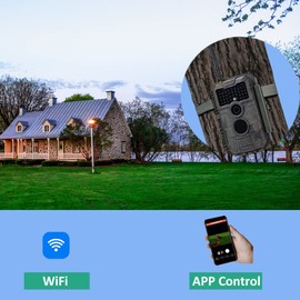 GardePro E6 Trail Camera, WiFi Blueooth, 32MP 1296p, Game Cameras with No Glow Night Vision, External Antenna, Motion Activated, Waterpoof