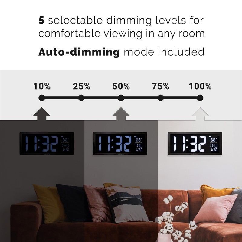 AcuRite 75159M 14.5" Large White LED Digital Clock Inch