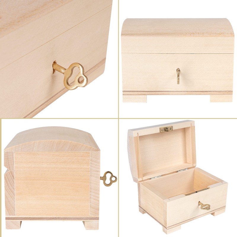 Creative Deco Small Wooden Lockable Jewellery Box | 10.6 x
