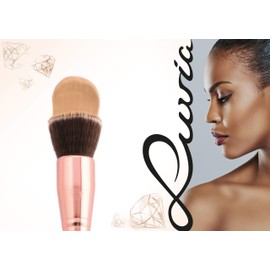 Luvia Buffer Brush - Prime Buffer Brush E110 - Foundation Brush Flat in Black/Rose Gold - Vegan Cosmetic Makeup Brush/Cosmetic Brush