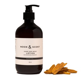 Crema Hidratante Corporal y de Manos Santal 500 ml | Fórmula Vegana con Aceite de Almendras y Aguacate | Sin Sulfatos ni Parabenos | Aroma Amaderado Sofisticado | NOOK & SCENT