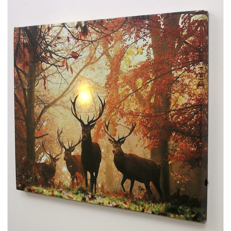 Deer Picture - LED Big Buck Wrapped Canvas Print -