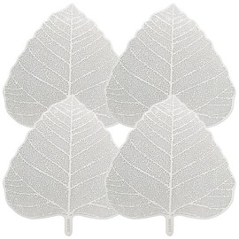 Housoutil 4PCS Stainless Steel Tea Infuser Pads, Leaf-Shaped Mesh Strainer for Tea Room, Silver, 4.52 X 3.93 X 0.03 Inches