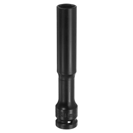 QUARKZMAN Deep Thin Wall Impact Socket 14 mm Metric 6 Point Socket 1/2 Inch Square Drive 5 Inch Extra Long Phosphated CR-V Steel Industrial Grade Spindle Axle Nut Socket, Black