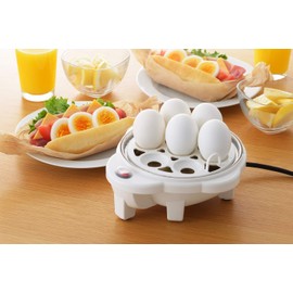 Hirosho Petit Plaisir PDY-30 Electric Boiled Egg Bowl (with Eye Plate), White, 7.5 x 7.7 x 6.5 inches (190 x 195 x 165 mm)