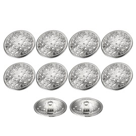 HARFINGTON 10 botones redondos de metal de 40 l para coser huecos, 25 mm de aleación de zinc de 1 pulgada, botón de repuesto para hombres y mujeres, chamarra uniforme, color plateado