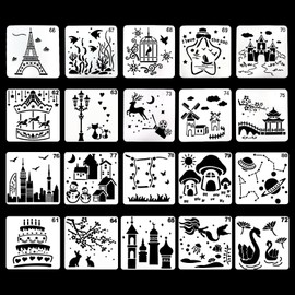 Qaixwuyi 20 Sheet Stencils for Painting White Airbrush Stencil Painting Stencils Reusable Stencils Openwork Graffiti Stencil Mixed Airbrush Stencils Use Scrapbooking