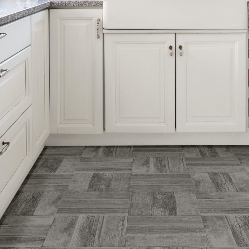 FloorPops FP3292 Vanleer Peel & Stick Floor Tiles, Grey