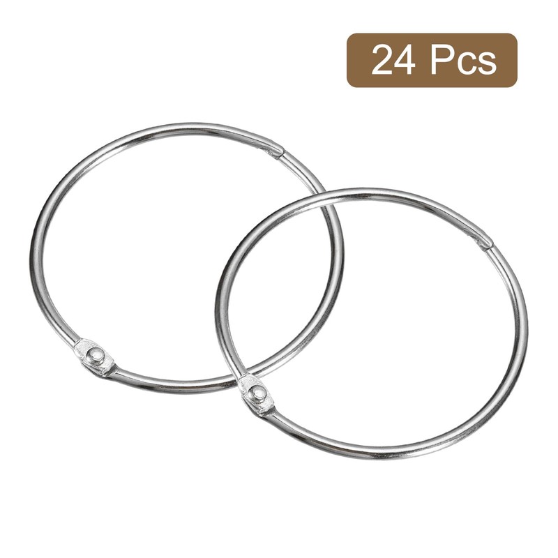 sourcing map 24Pcs 2 Inch Shower Curtain Rings Rustproof Metal