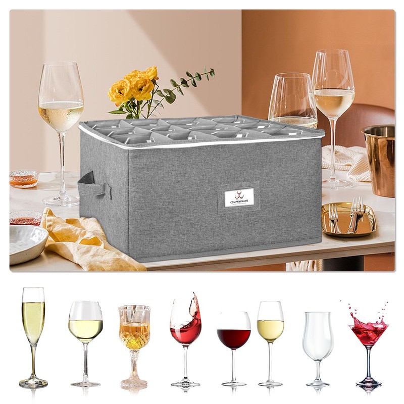 BOHEMIABY Wine Glass Storage Box Holds 12 - Stackable Hard