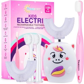Trueocity Kids U Shape Toothbrush, Auto Electric, Toddler Rechargeable, Unicorn Design