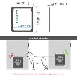 Pet Screen Door Magnetic Flap Screen Automatic Lockable Black Door for Dogs