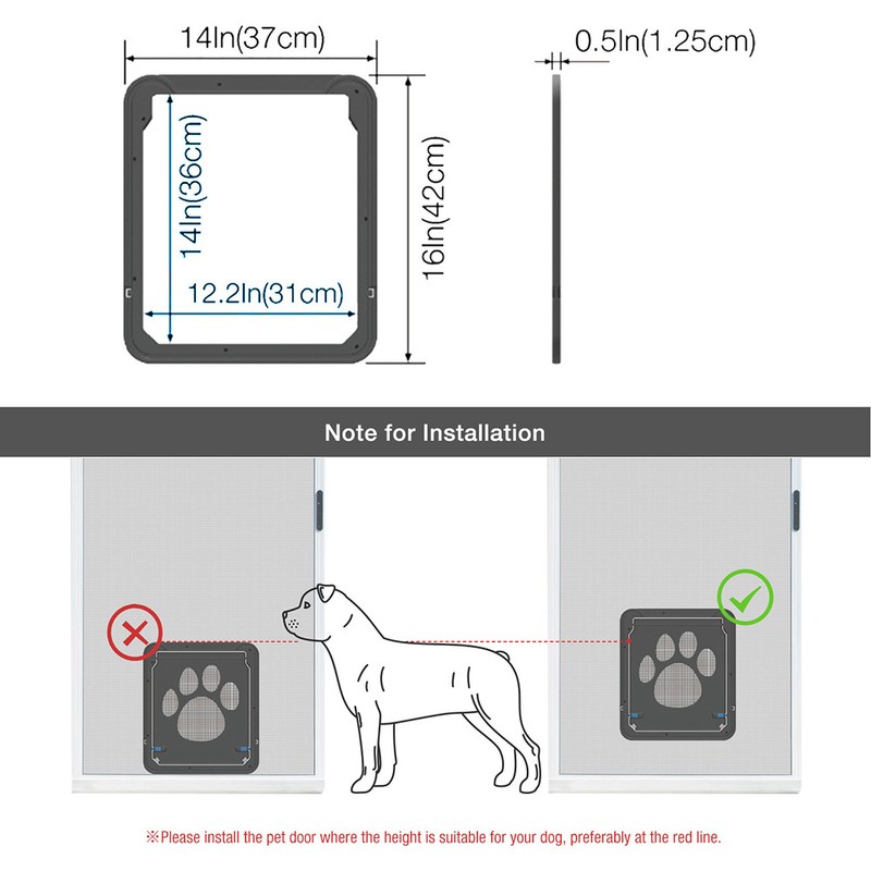 Pet Screen Door Magnetic Flap Screen Automatic Lockable Black Door
