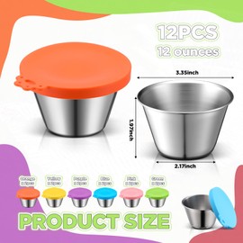 Blushtier 12 Pack 6 oz Stainless Steel Snack Containers with Silicone Lids Leak Proof Metal Snack Containers Stackable Lunch Box Food Storage for Daycare Travel Picnic