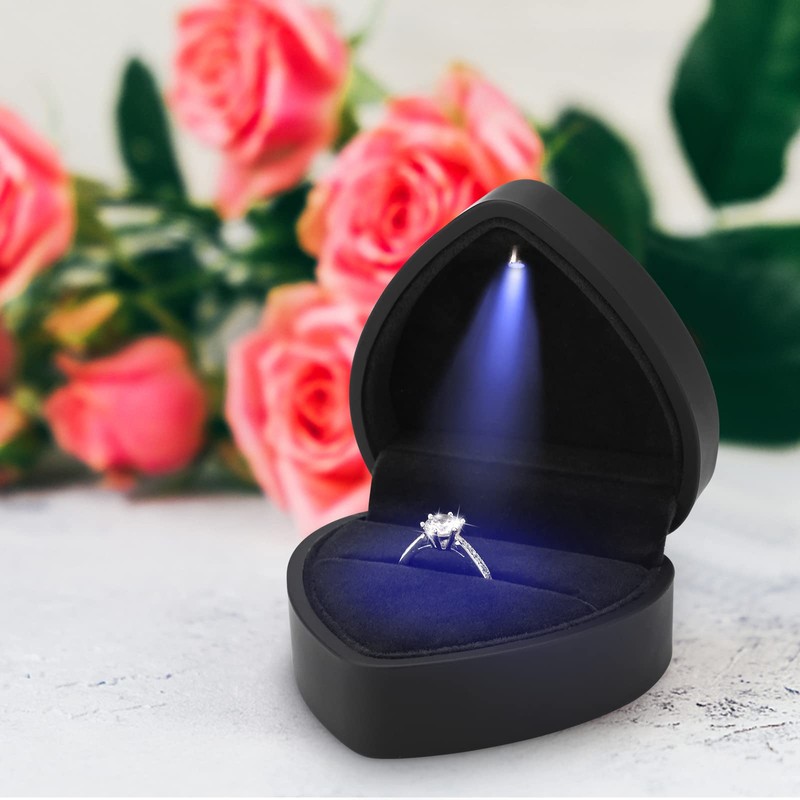 Hileyu Ring Box With Led Light Jewellery Gift Box Engagement