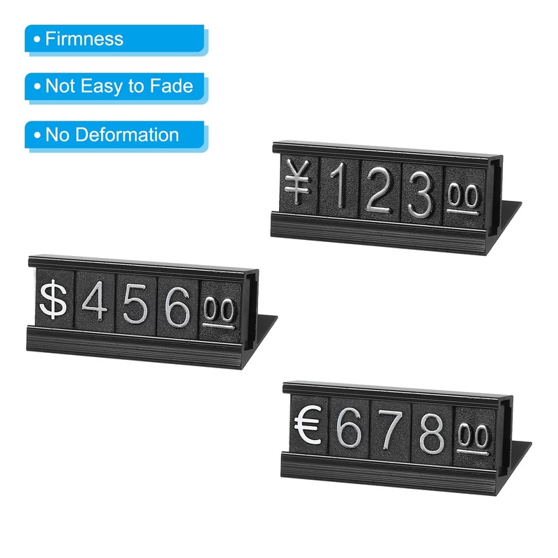 PATIKIL Price Display Cubes Adjustable Removable Number Price Stand Black