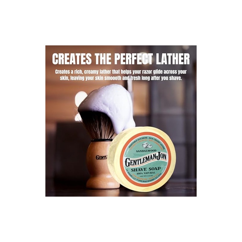 Gentleman Jon Sandalwood Shave Soap; Glycerine 2.25oz