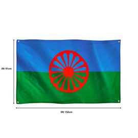 Runesol Gypsy Flag, 91x152cm, 3ft x 5ft, 4 Grommets, Eyelet In Every Corner, Gypsy Romani, Roma, Premium Flags, Inside, Outside, Vivid Colours