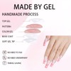 MRSCOL Long Press on Nails,Coffin Press on Nails with Pink
