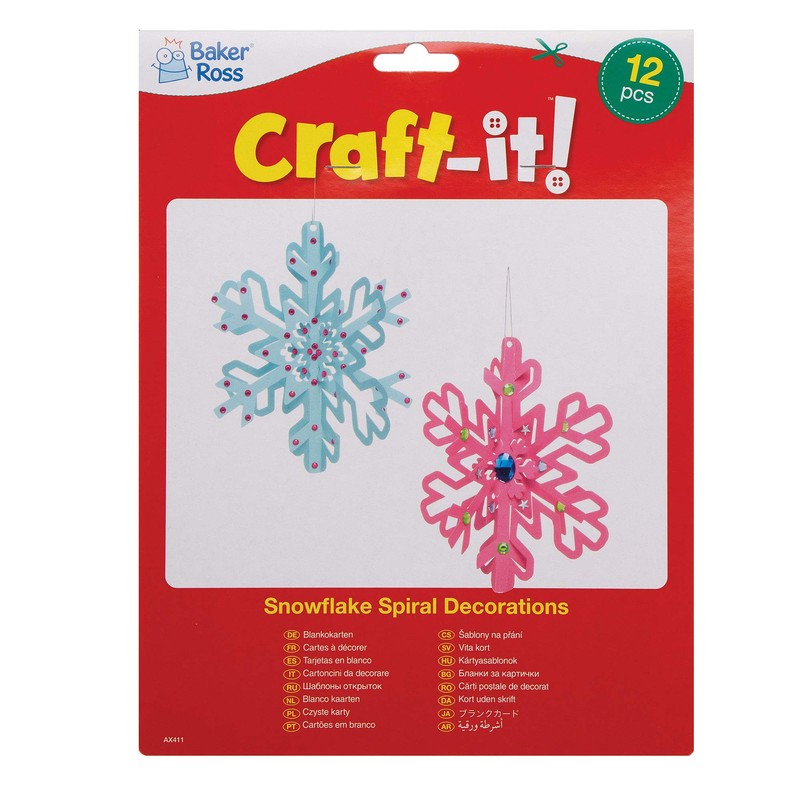Baker Ross AX411 Snowflake Spiral Decorations Craft Set for Children