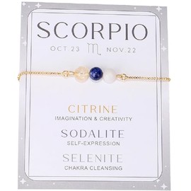 COLORFUL BLING Zodiac Bead Bracelets Healing Crystal 12 Constellation Natural Stone Chakra Stretch Adjustable Bracelets Birthstone Anxiety Relief Beaded Bracelets for Women Girls Horoscope Jewelry,