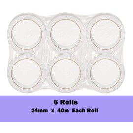 6 Rolls Packaging Tape 24mm x 40m – Transparent Cellotape 6 Rolls for Parcels, Gifts, School, Office Clear Packing - General Purpose Sellotape for Sticky Sealing, Crafts, Dispensers.