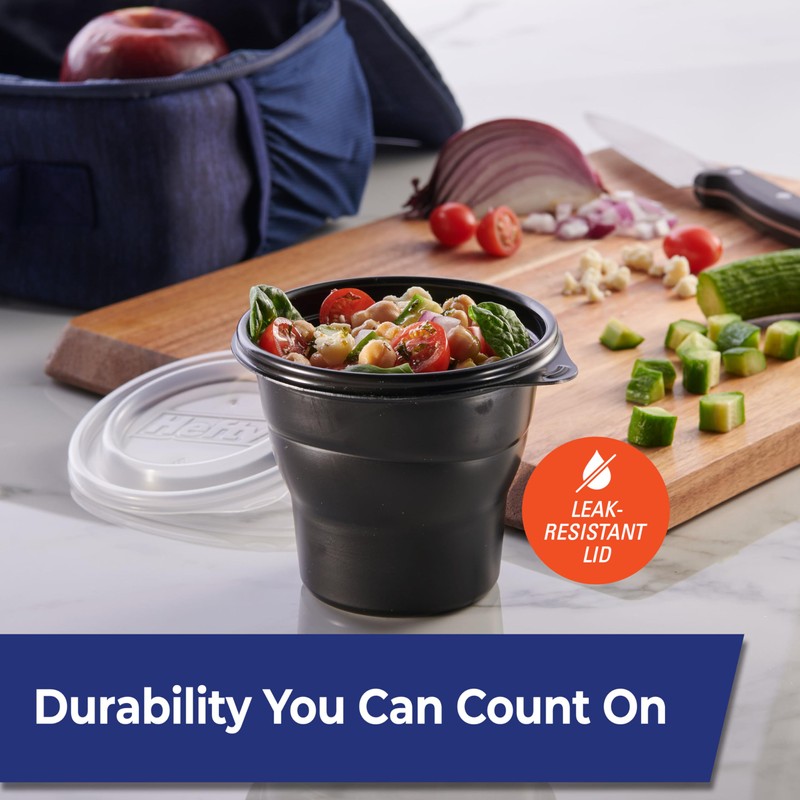 Hefty Multi-Purpose Cups, Reusable Containers with Lids, 16 Ounce Capacity,